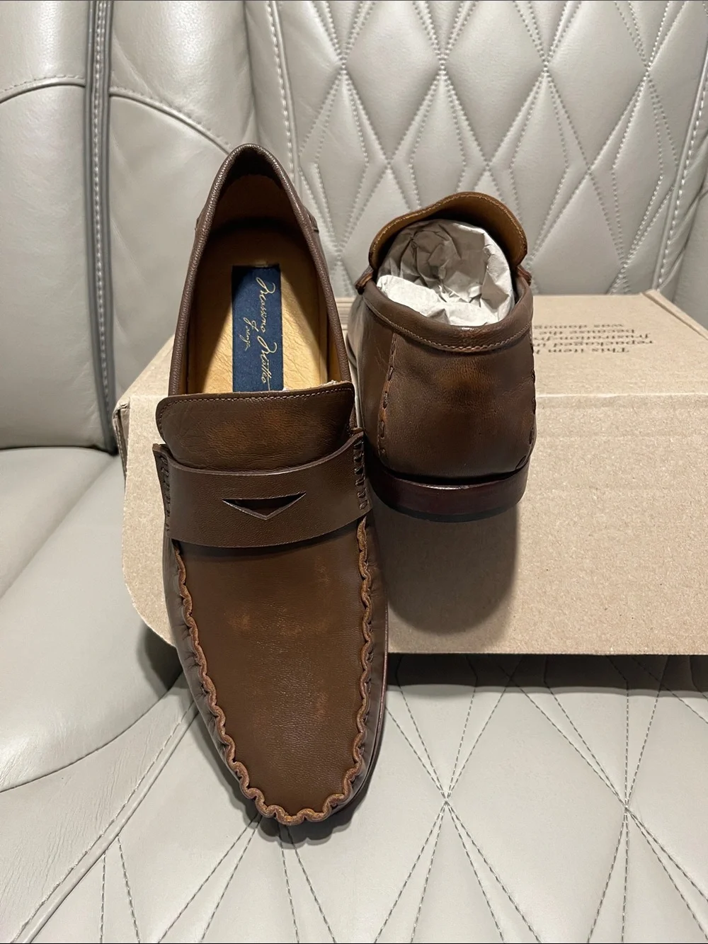 Massimo Matteo Brown Leather Penny Loafers